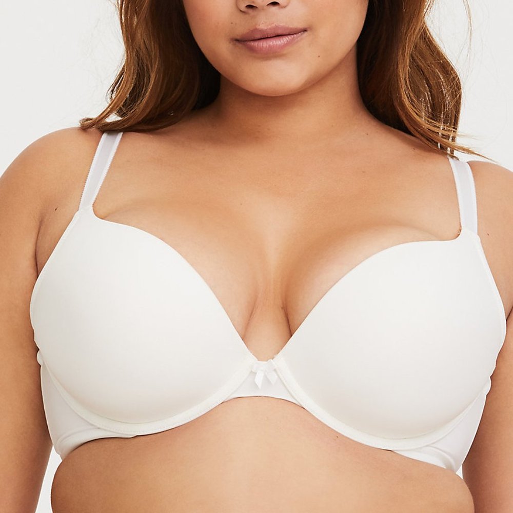 Torrid 46 DD Bra White Push Up Plunge Microfiber
